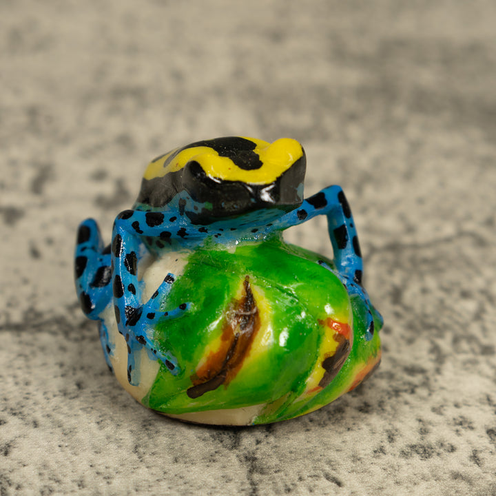 Black Yellow And Blue Poison Dart Frog Tagua Carving