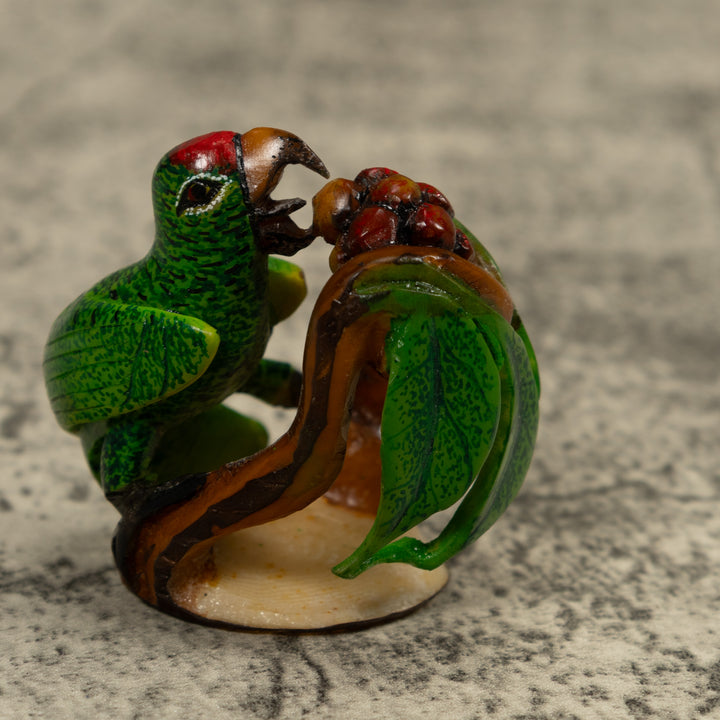 Green Parrot Bird Tagua Carving
