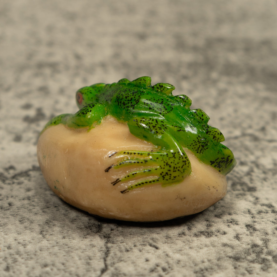 Vintage Iguana Lizard Reptile Tagua Carving