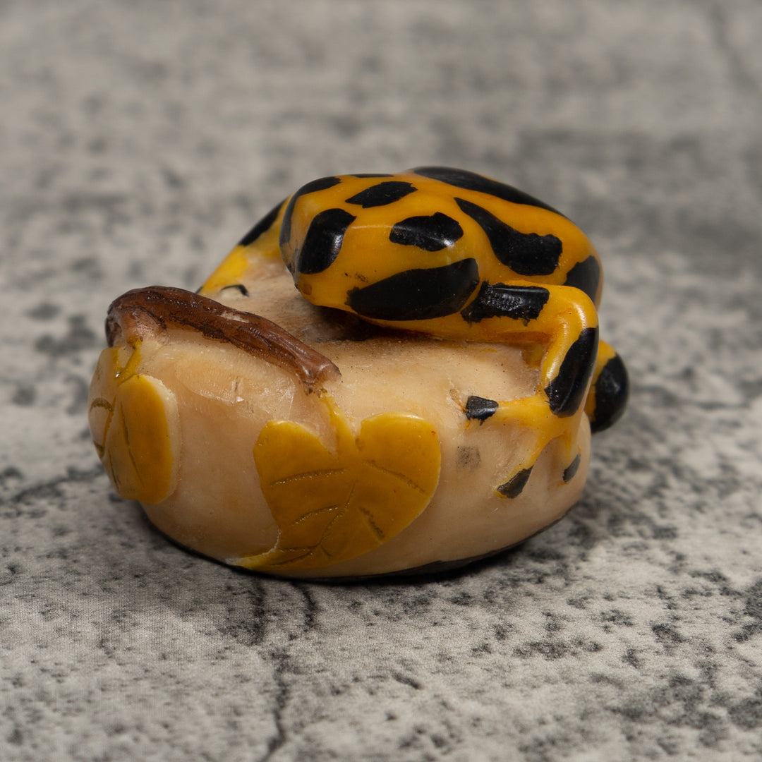 Black And Gold Frog Tagua Carving