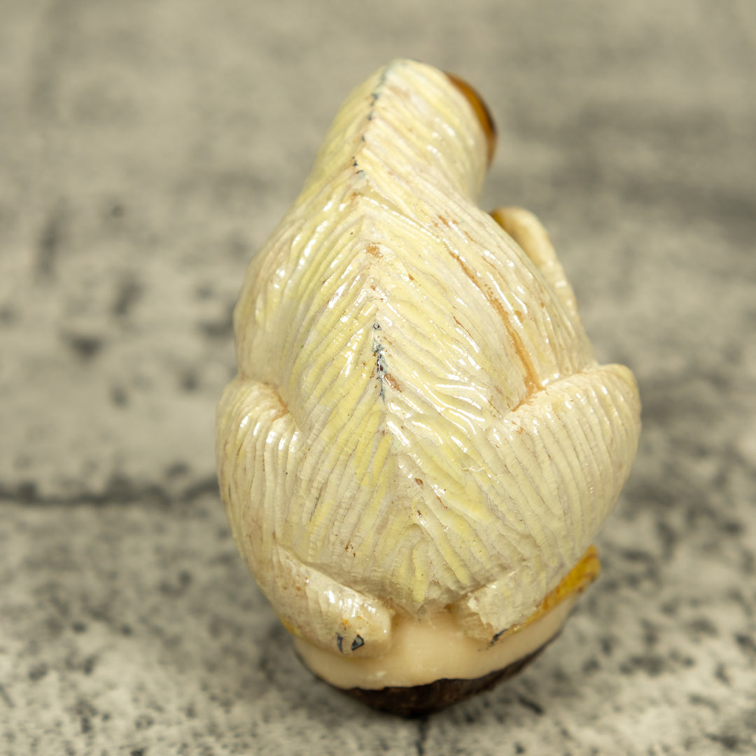 White And Brown Sloth Tagua Carving