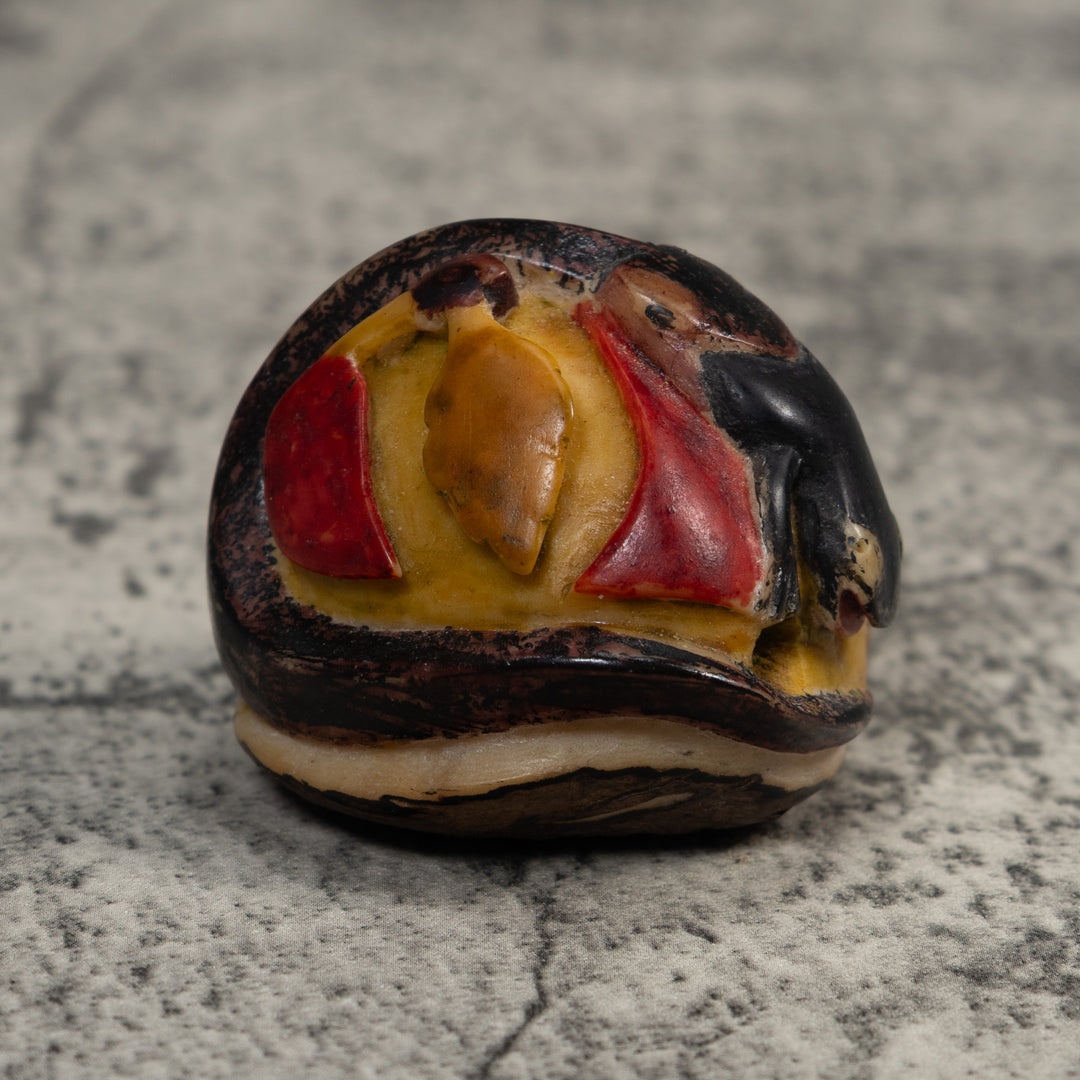 Vintage Black And Tan Gecko Lizard Tagua Carving