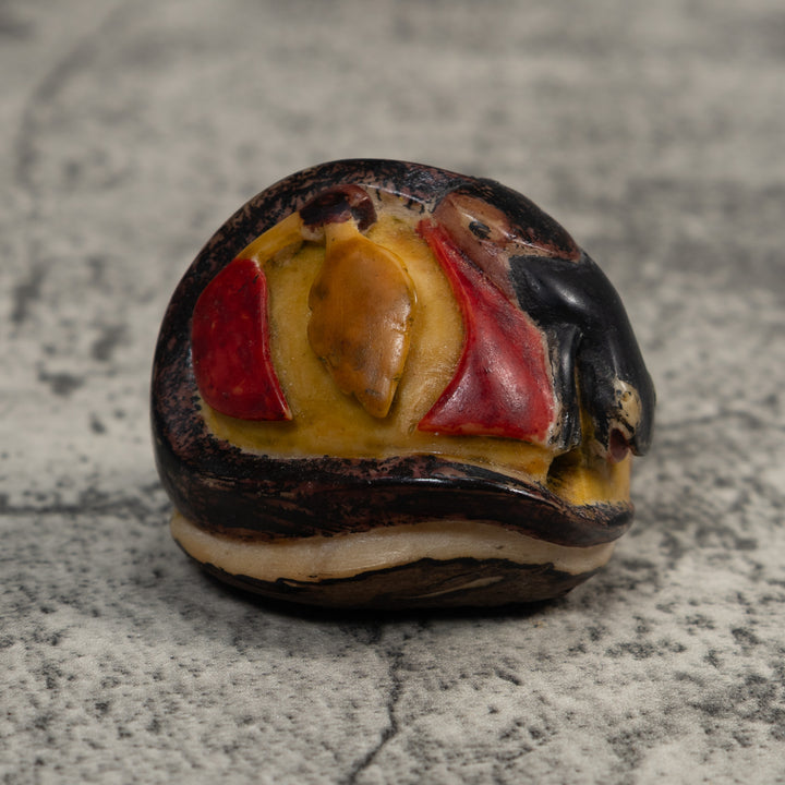 Vintage Black And Tan Gecko Lizard Tagua Carving