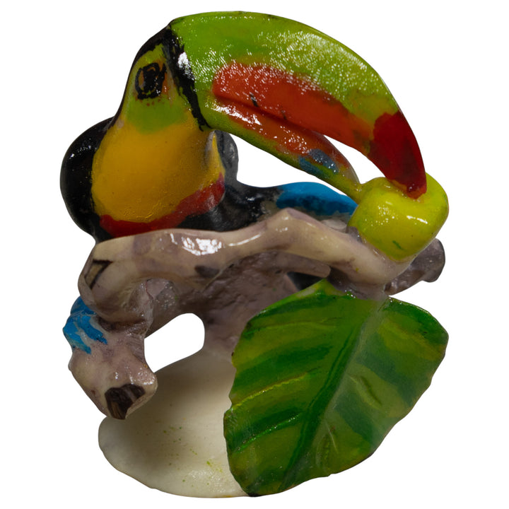 Vintage Red Green Black And Yellow Toucan Parrot Tagua Carving