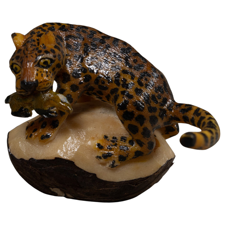 Jaguar Cat With Cub Tagua Carving