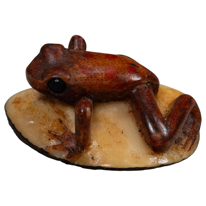 Vintage Brown Frog Tagua Carving