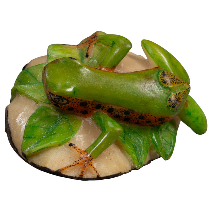 Green And Gold Poison Dart Frog Tagua Carving