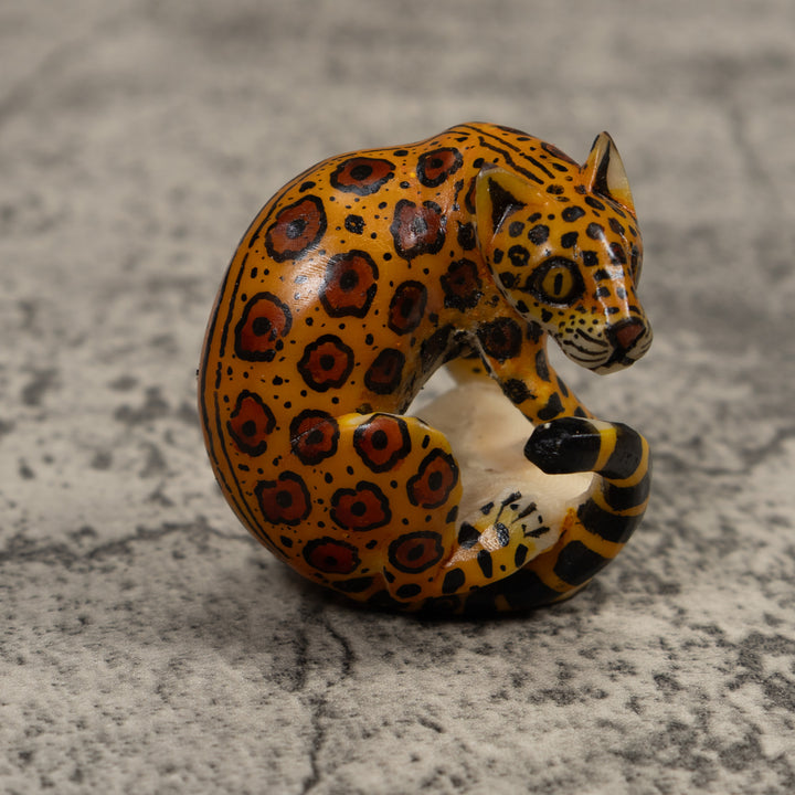 Jaguar Cat Tagua Carving