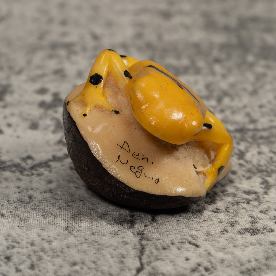 Vintage Gold And Black Frog Tagua Carving
