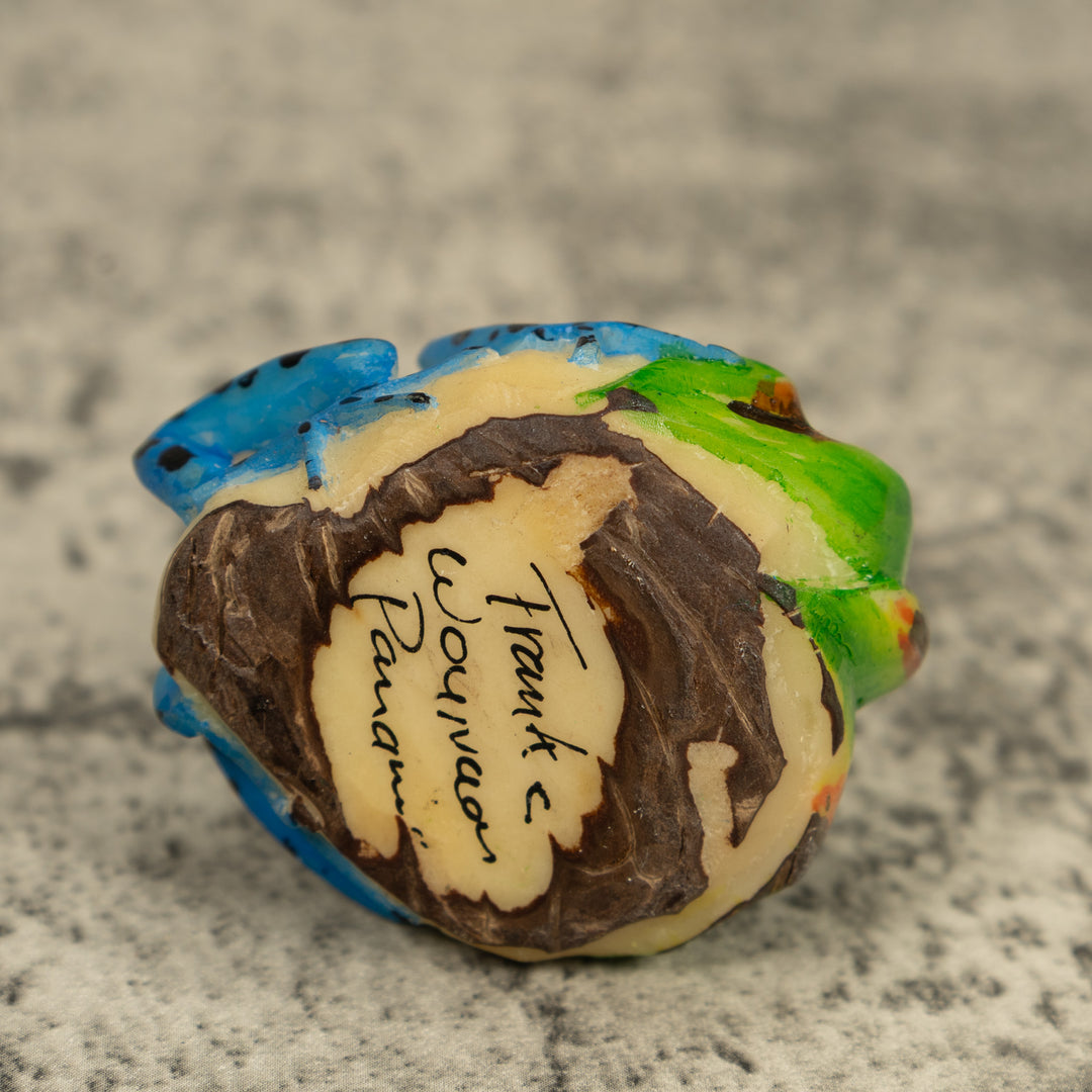 Black Yellow And Blue Poison Dart Frog Tagua Carving