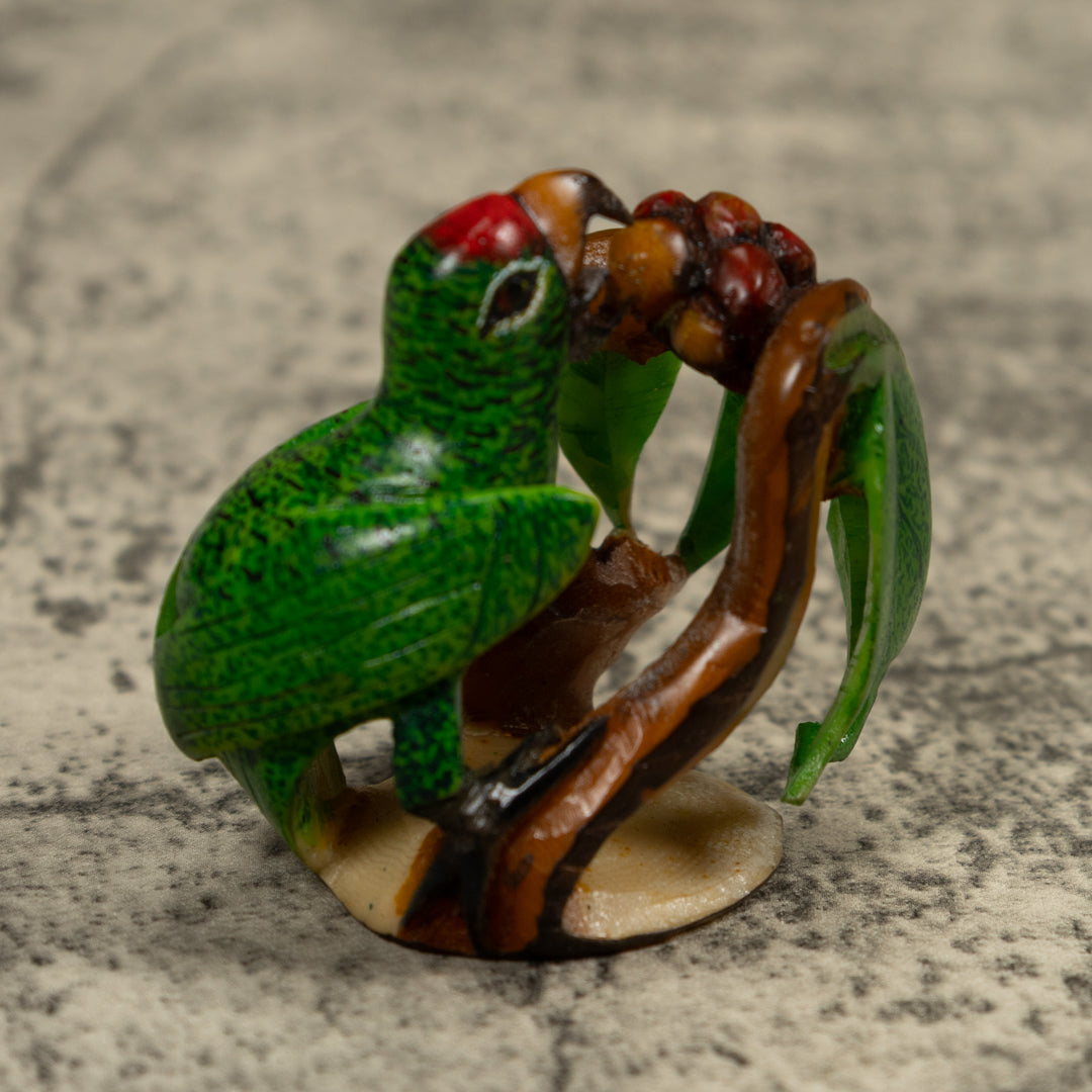 Green Parrot Bird Tagua Carving