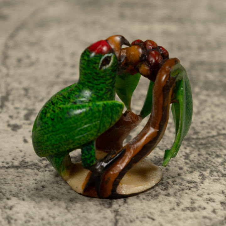 Green Parrot Bird Tagua Carving