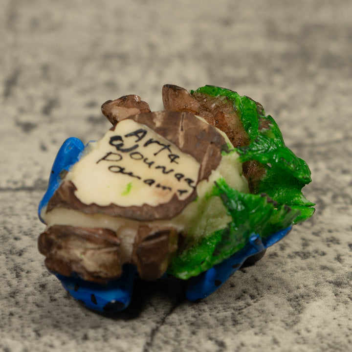 Blue Golden And Black Poison Dart Frog Tagua Carving