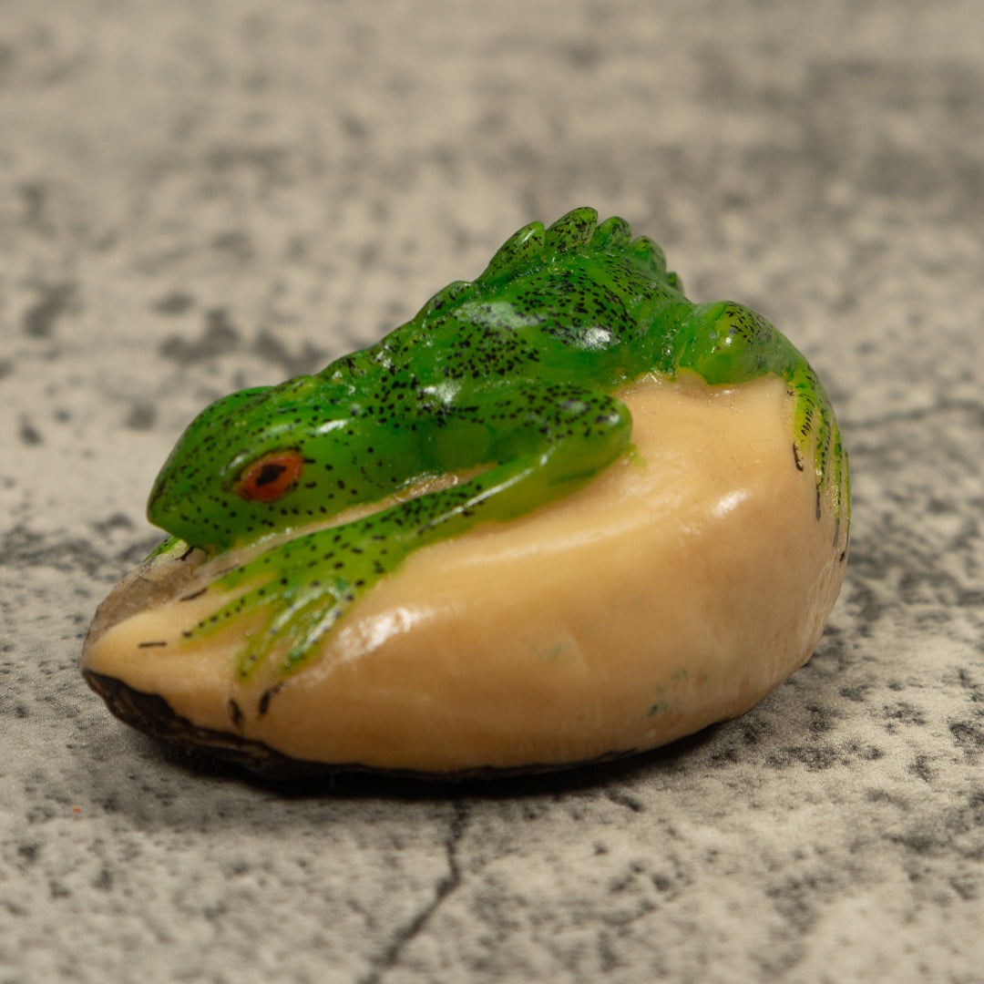 Vintage Iguana Lizard Reptile Tagua Carving