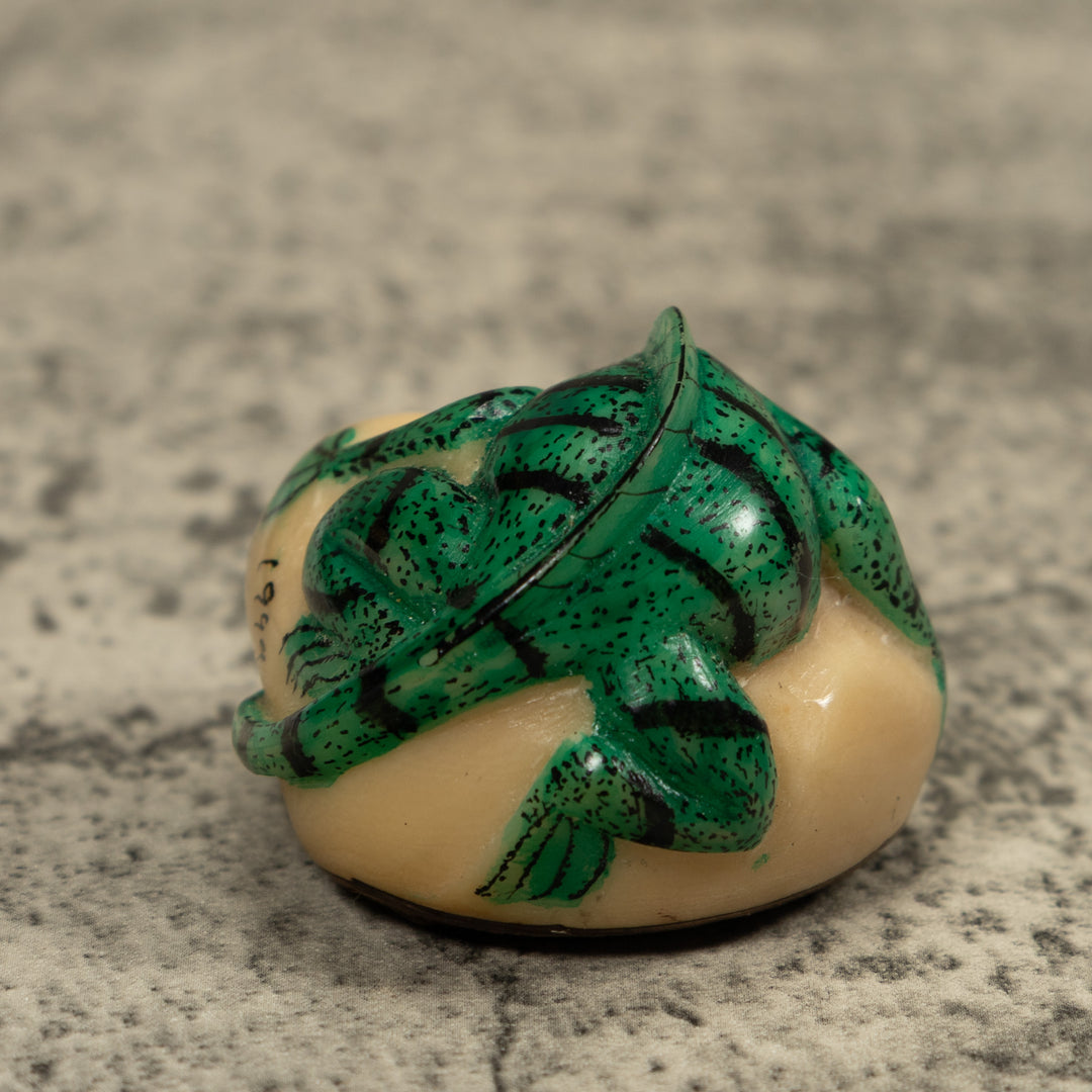 Vintage Iguana Lizard Reptile Tagua Carving