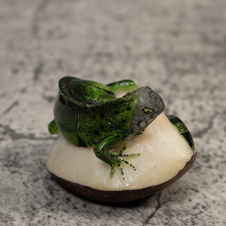 Green And Black Iguana Lizard Tagua Carving