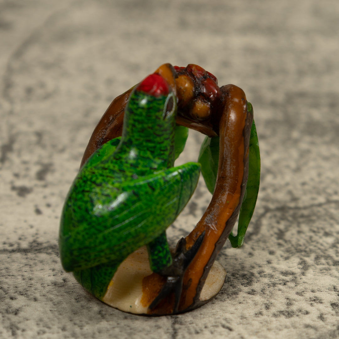 Green Parrot Bird Tagua Carving