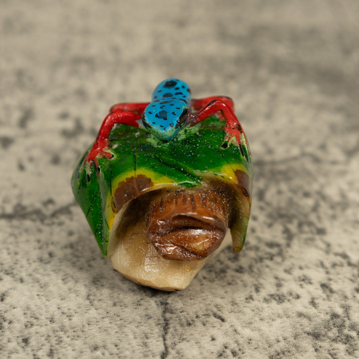 Black Blue And Red Poison Dart Frog Tagua Carving