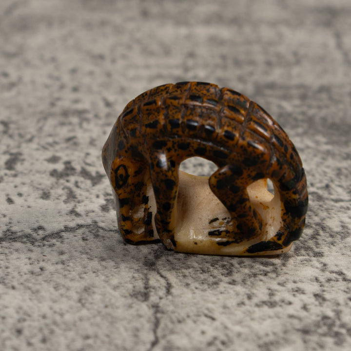 Vintage Brown Alligator Crocodile Tagua Carving