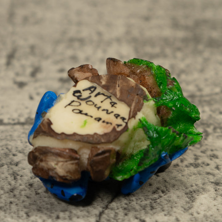 Blue Golden And Black Poison Dart Frog Tagua Carving