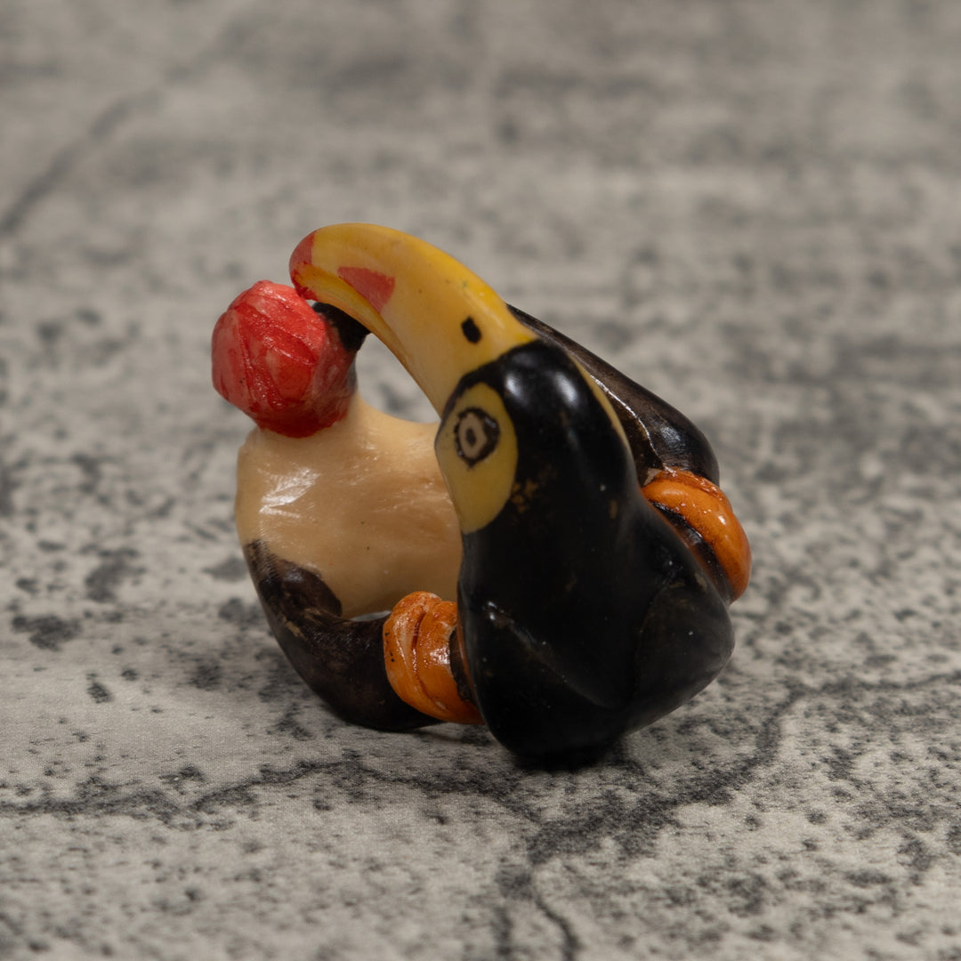 Vintage Toucan Parrot Bird Tagua Carving