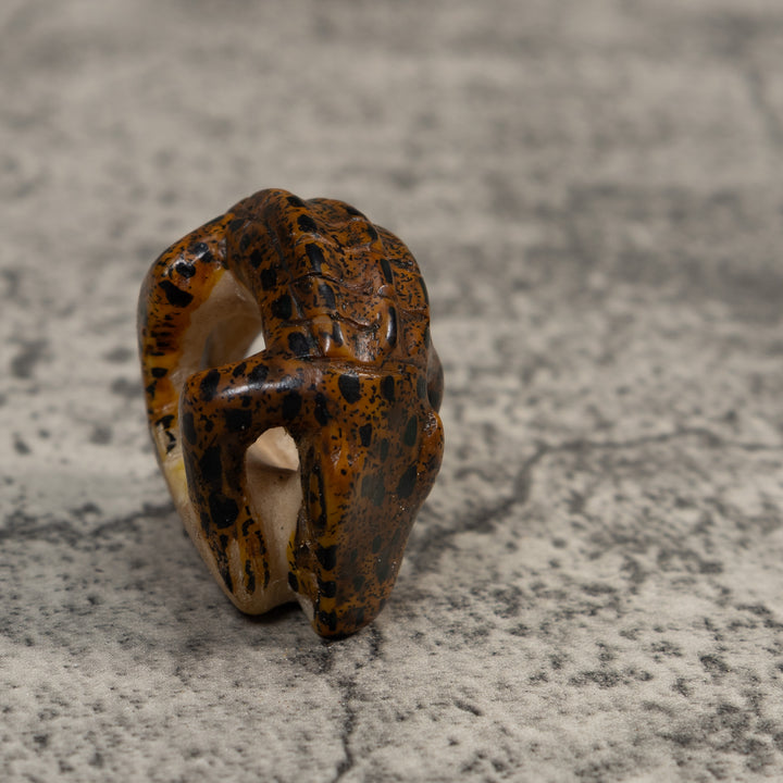Vintage Brown Alligator Crocodile Tagua Carving