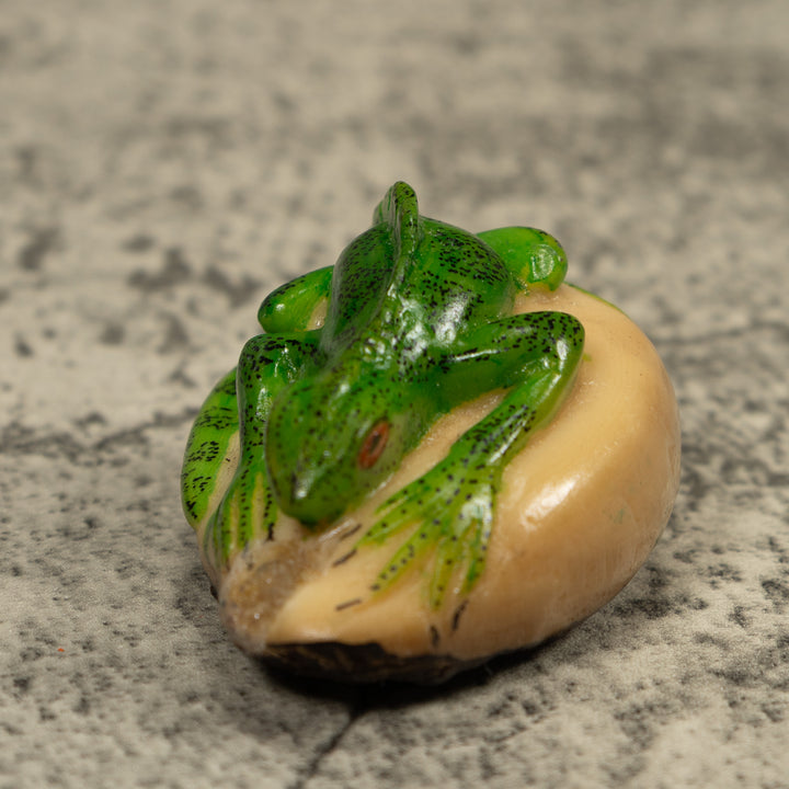 Vintage Iguana Lizard Reptile Tagua Carving