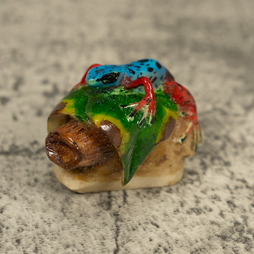 Black Blue And Red Poison Dart Frog Tagua Carving