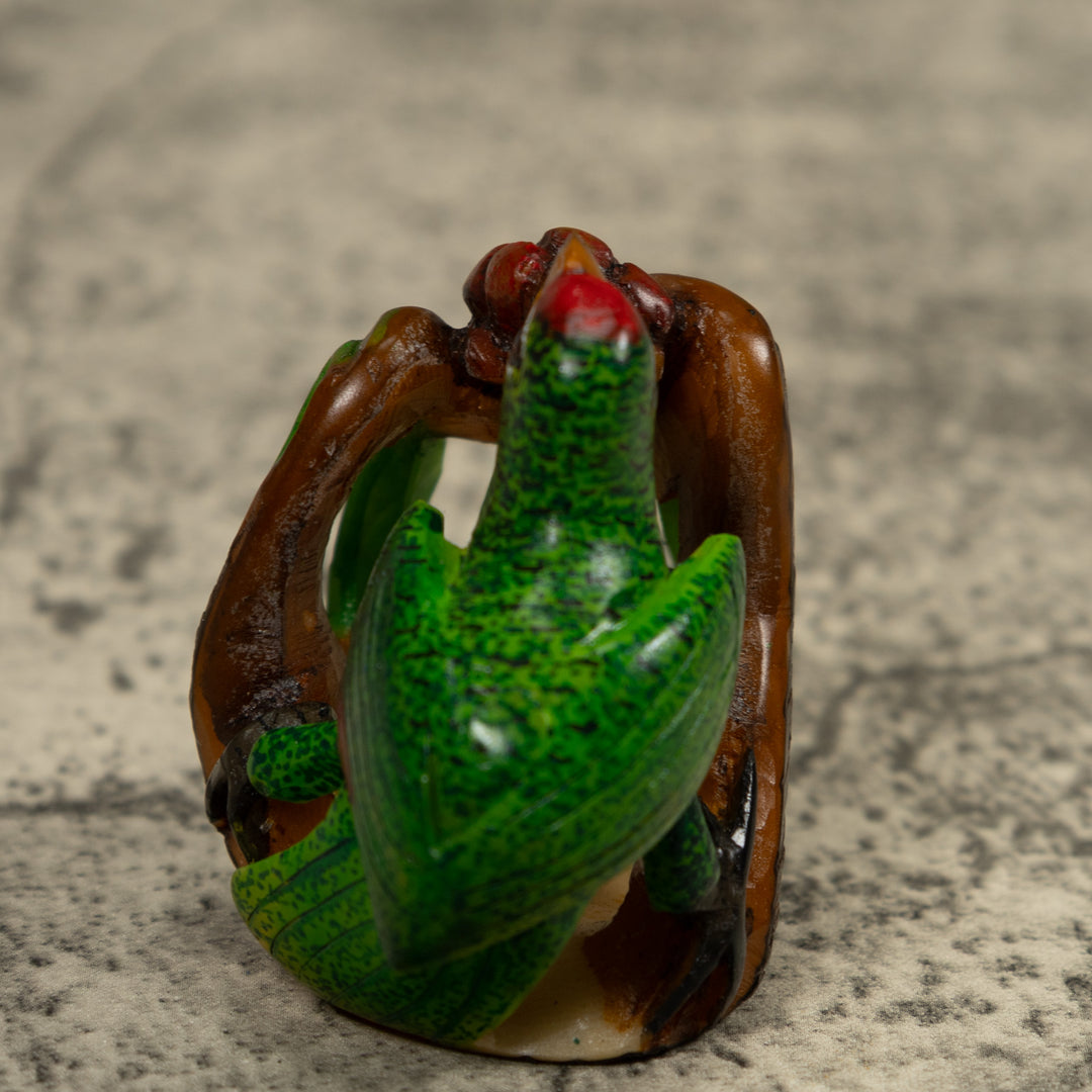 Green Parrot Bird Tagua Carving