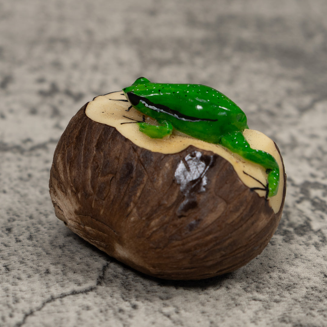 Vintage Green And Black Poison Dart Frog Tagua Carving