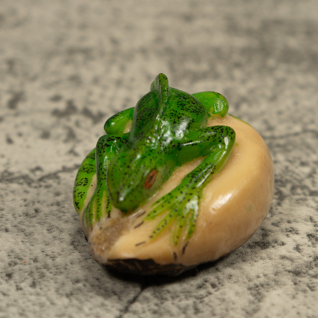 Vintage Iguana Lizard Reptile Tagua Carving