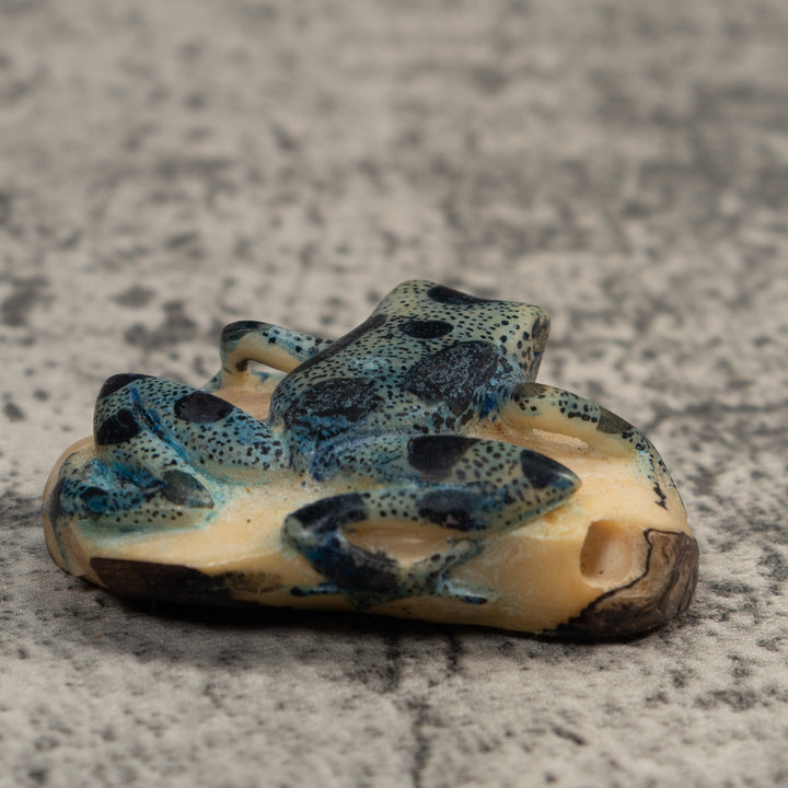 Vintage Blue And Black Poison Dart Frog Tagua Carving