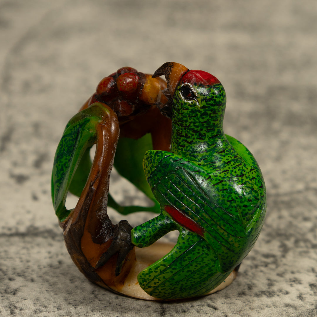 Green Parrot Bird Tagua Carving