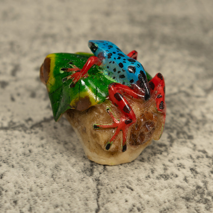 Black Blue And Red Poison Dart Frog Tagua Carving