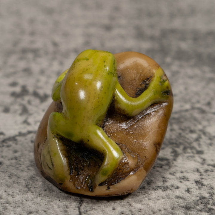 Vintage Green Frog Tagua Carving