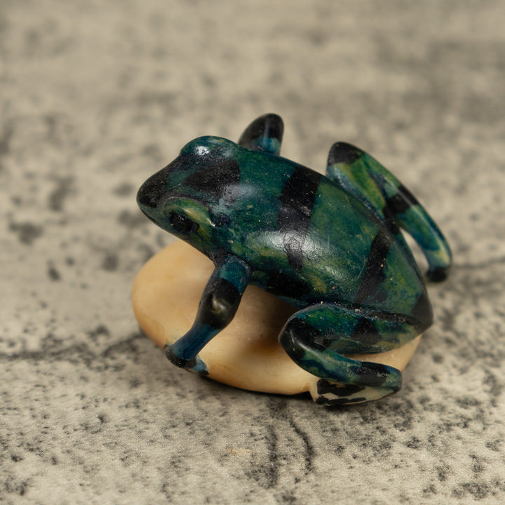 Black Bluish Green Poison Dart Frog Tagua Carving