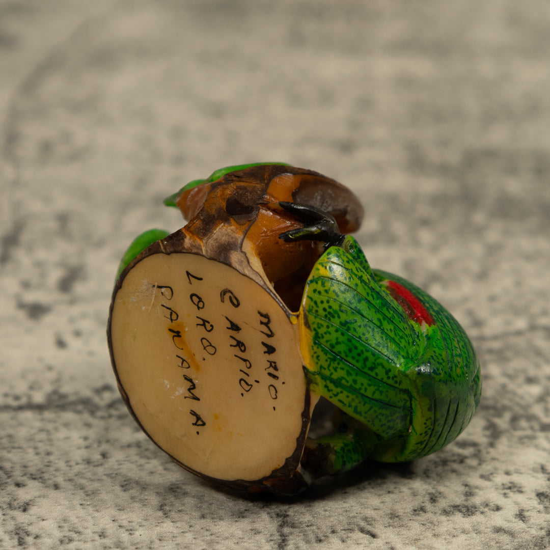 Green Parrot Bird Tagua Carving