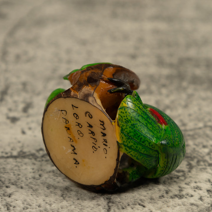 Green Parrot Bird Tagua Carving