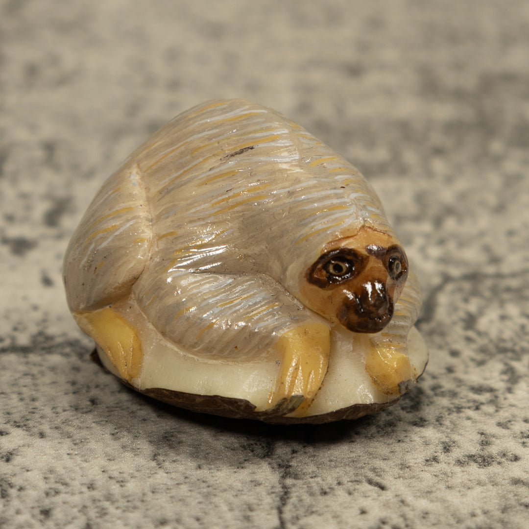 Gray Brown Sloth Tagua Carving