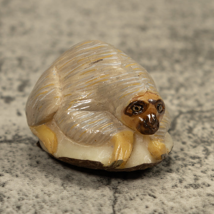 Gray Brown Sloth Tagua Carving