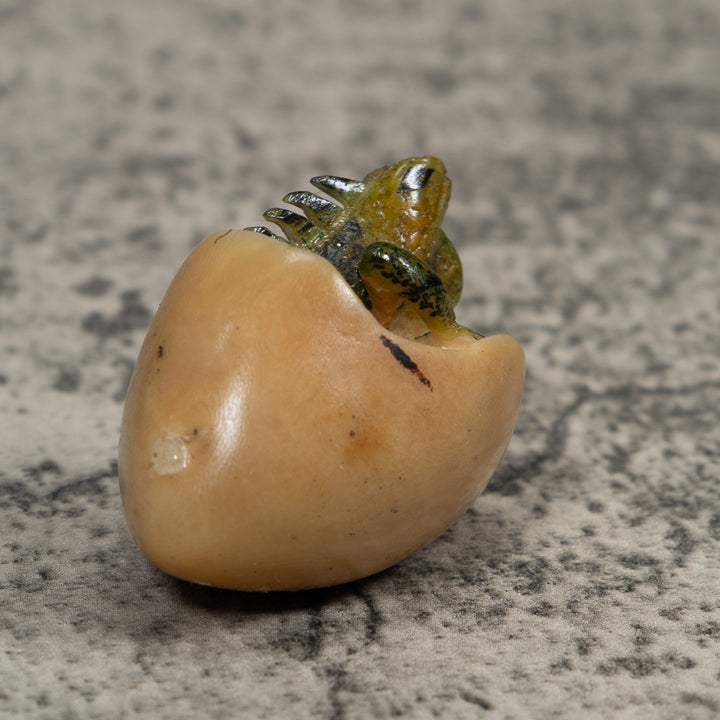Vintage Iguana Emerging Egg Tagua Carving