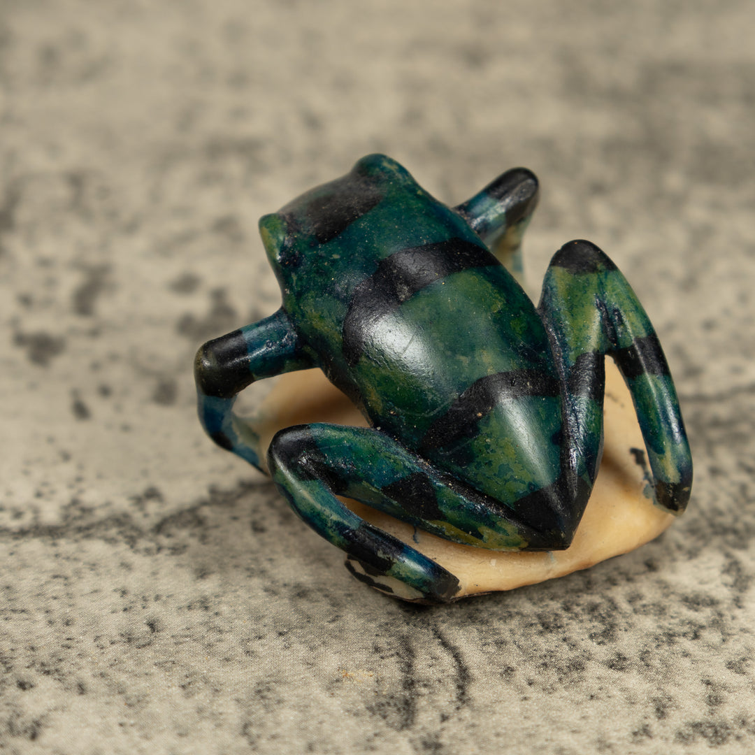 Black Bluish Green Poison Dart Frog Tagua Carving