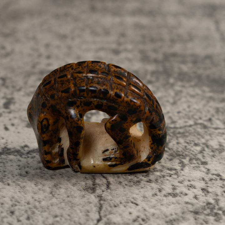 Vintage Brown Alligator Crocodile Tagua Carving