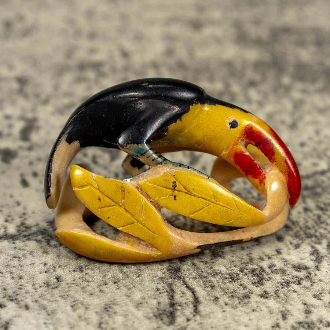 Vintage Toucan Parrot Bird Tagua Carving