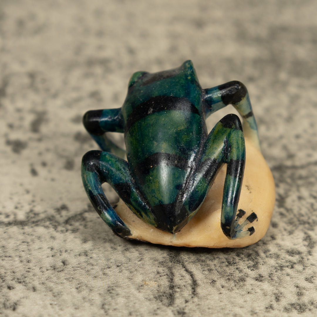 Black Bluish Green Poison Dart Frog Tagua Carving