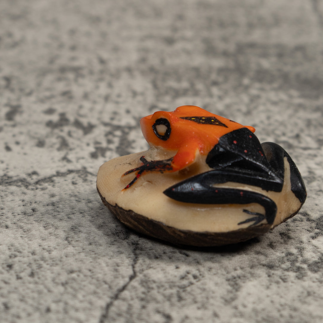 Vintage Orange And Black Poison Dart Frog Tagua Carving