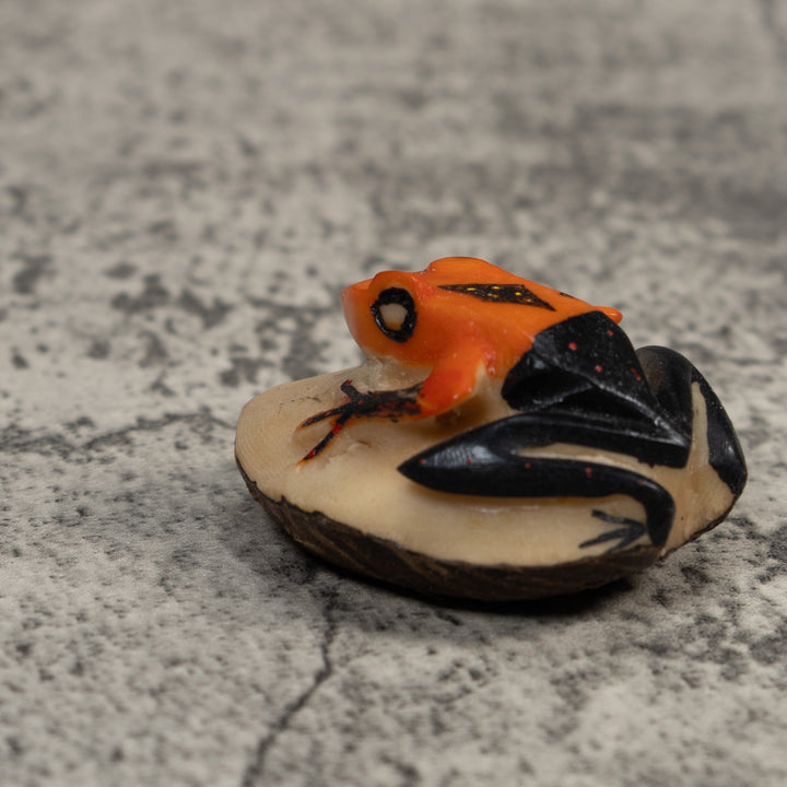Vintage Orange And Black Poison Dart Frog Tagua Carving