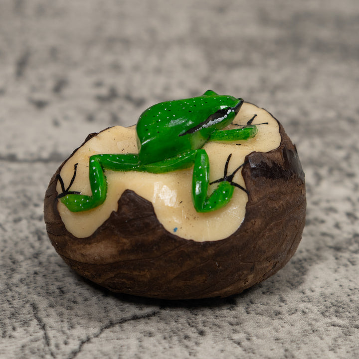 Vintage Green And Black Poison Dart Frog Tagua Carving