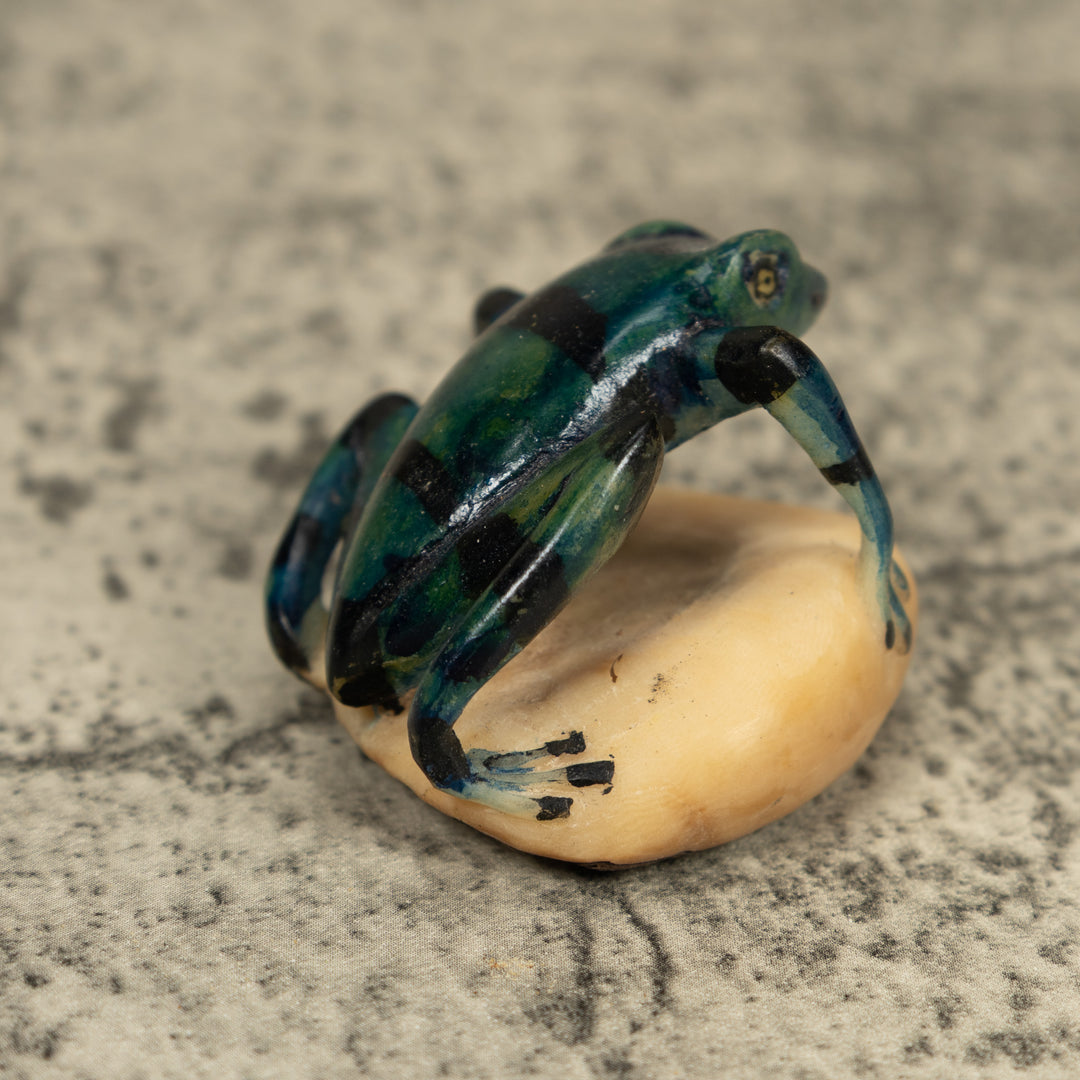 Black Bluish Green Poison Dart Frog Tagua Carving