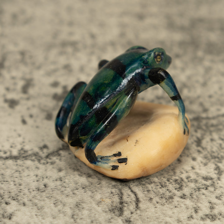 Black Bluish Green Poison Dart Frog Tagua Carving